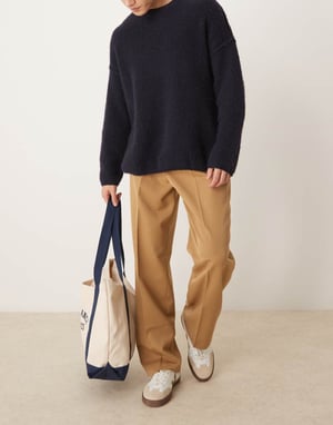 ASOS DESIGN smart vida byxor med frontveck i dammig camel