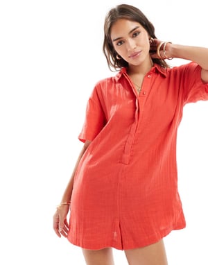 ASOS DESIGN skjortjumpers i röd