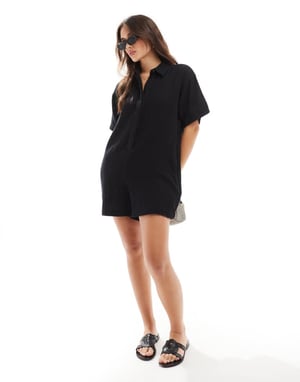 ASOS DESIGN skjortoverall i svart