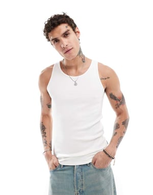 Jack & Jones ribbad väst i vitt