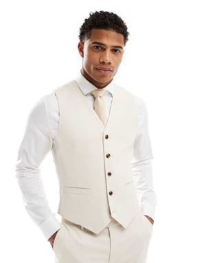 ASOS DESIGN bröllopssmala kostymväst i stentexturerad korgväv