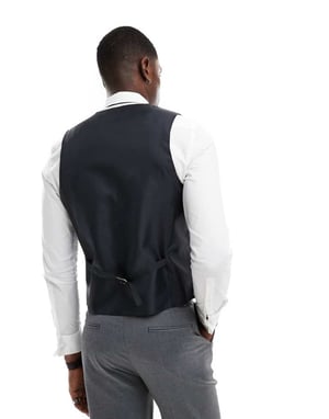 ASOS DESIGN slim fit väst med ull i kolgrå