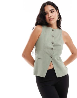 ASOS DESIGN högkrage väst i khaki
