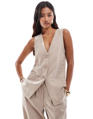 ASOS DESIGN långkavaj set i tvättad sand