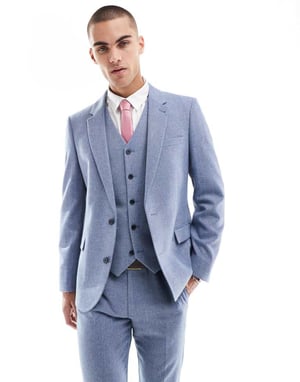 ASOS DESIGN smal kostymjacka i blått med ull
