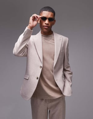 Topman premium slim ullblandning kavaj i sten