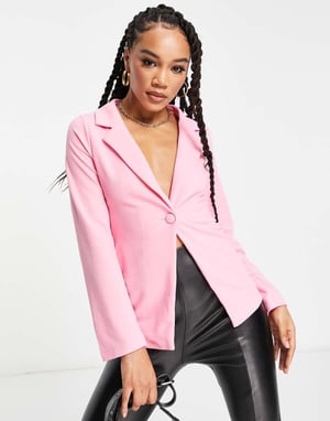 Rebellisk mode skräddarsydd blazer i ljusrosa set