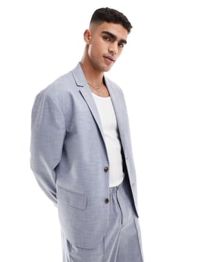 ASOS DESIGN avslappnad slouchy kostymjacka i blå krossning