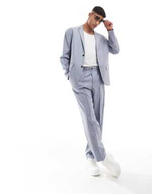 ASOS DESIGN avslappnad slouchy kostymjacka i blå krossning