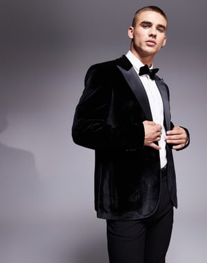 ASOS DESIGN slim sammetstuxedo blazer i svart