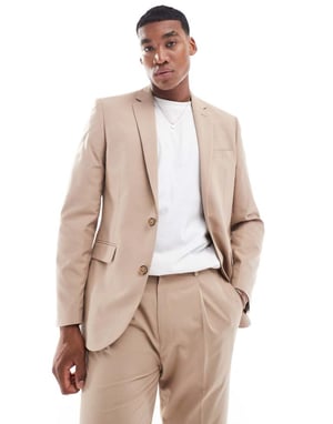ASOS DESIGN smal kostymjacka i beige