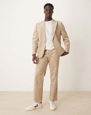 ASOS DESIGN regular kordflöjlsjacka i sten