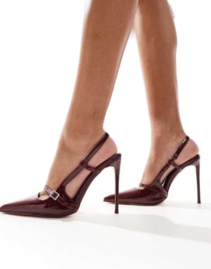 Public Desire Forget Me Not slingback spetsiga klackskor i körsbärsröd lack