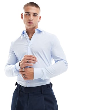 ASOS DESIGN slimskjorta i ljusblått