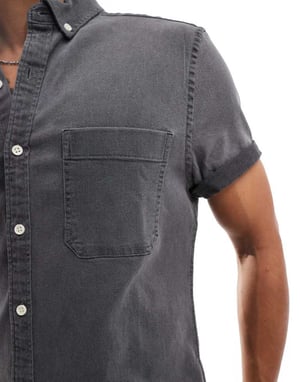 ASOS DESIGN slim fit stretch denimskjorta i tvättad svart