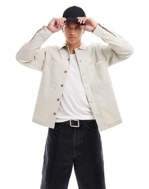 Calvin Klein Jeans utility overshirt i beige