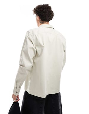 Calvin Klein Jeans utility overshirt i beige
