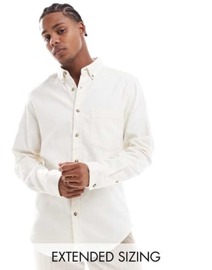 ASOS DESIGN borstad oxford skjorta i off-white
