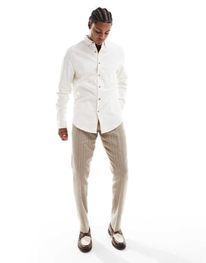 ASOS DESIGN borstad oxford skjorta i off-white