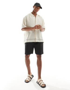 ASOS DESIGN oversized kavajskjorta med sömnadsdetaljer i ecru