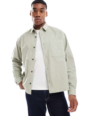 ASOS DESIGN boxig oversized skjorta med ficka i salviagrön