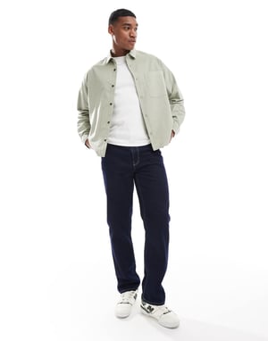 ASOS DESIGN boxig oversized skjorta med ficka i salviagrön