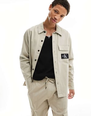 Calvin Klein Jeans koordinerad utility-skjorta i taupe