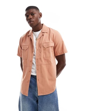 ONLY & SONS 3-fickors arbetskjorta i ljus orange
