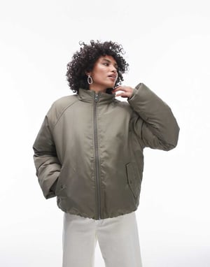 Topshop bomberpufferjacka i grönt