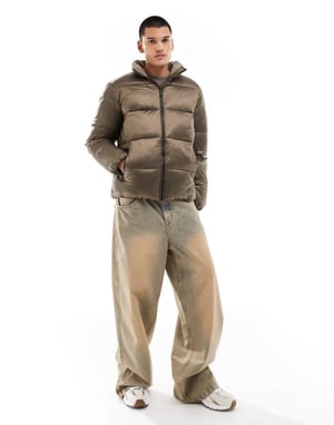 Calvin Klein Jeans metallisk puffjacka i brunt