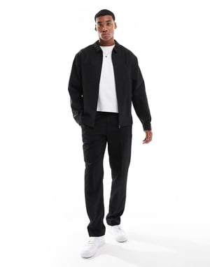 ASOS DESIGN smart co-ord slim fit truckerjacka i svart twill