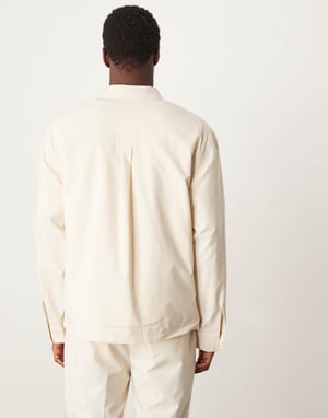 ASOS DESIGN smart koord zip-up skjortjacka i krämfärgad