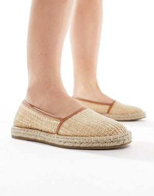 ASOS DESIGN Vid Passform Joey stängda tå espadriller i naturlig raffia