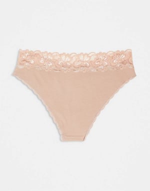 ASOS DESIGN Minnie 3-pack bomull-brazilian trosa med spetstyg i neutral färg