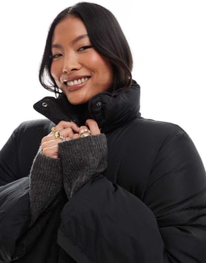 ASOS DESIGN Petite lång p padded jacket i svart