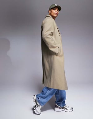 ASOS DESIGN regular fit ulllook ytterrock i stenfärg