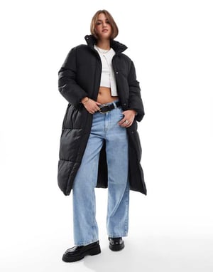 ASOS DESIGN långline vadderad jacka i svart
