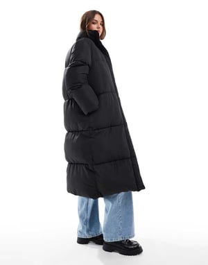 ASOS DESIGN långline vadderad jacka i svart