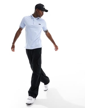 Calvin Klein stretch pique multi tipping polo i blått