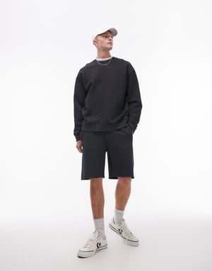 Topman tvättad oversized sweatshirt i svart
