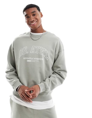 ONLY & SONS crew-neck tröja med atletisk tryck i salvia