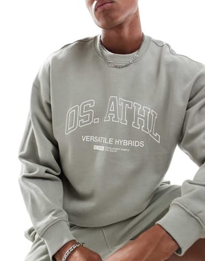 ONLY & SONS crew-neck tröja med atletisk tryck i salvia