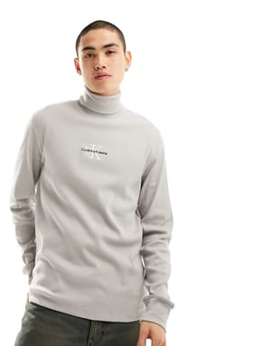 Calvin Klein Jeans freefit rullkrage tröja med lång ärm i porpoise