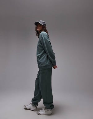 Topshop community co-ord grafisk oversized sweatshirt i grön