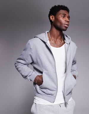 ASOS DESIGN premium tung boxig oversized zip hoodie 400gsm i gråmelerad