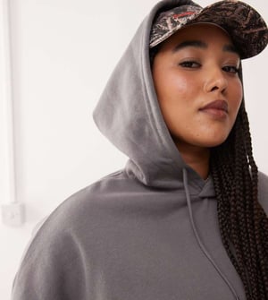 Noisy May Curve lös passform hoodie set i grått
