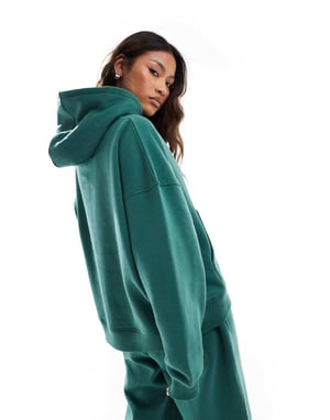 Kaiia bomullsblandning rosa logotyp oversized hoodie-koord i mörkgrön
