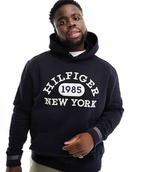 Tommy Hilfiger Big & Tall monotyp universitetshoodie i marinblå