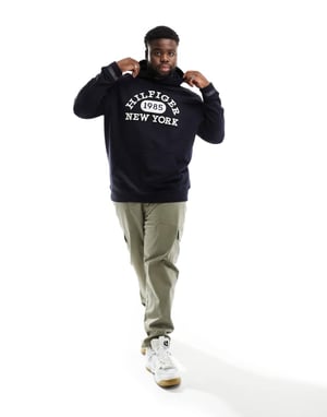 Tommy Hilfiger Big & Tall monotyp universitetshoodie i marinblå
