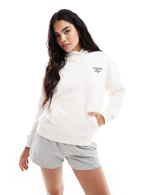 Tommy Jeans oversized hoodie med ryggtryck i off-white